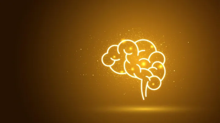 Glowing brain icon on golden background representing deep thinking and mind puzzles