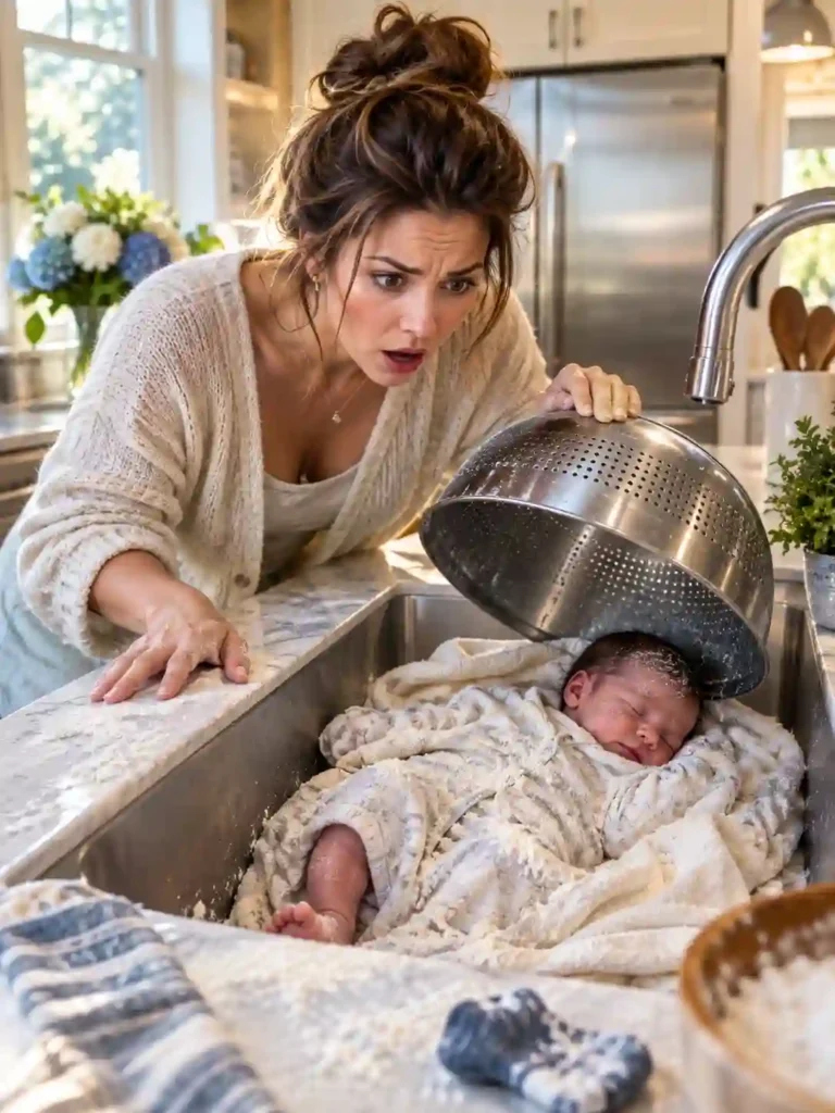 I Found a Newborn Baby Beneath a Metal Colander in the Kitchen Sink, Covered in Flour With One Sock Missing, Then I Found a Hospital Bracelet With Another Name Inside It